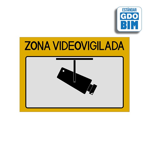 Objeto BIM de Señal de Videovigilancia con letrero arriba amarillo